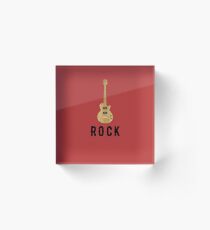 Golden Guitar | Rock Music Art Acrylic Block