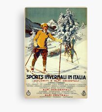 Early 1920s winter sports Italy travel advert Alps Canvas Print