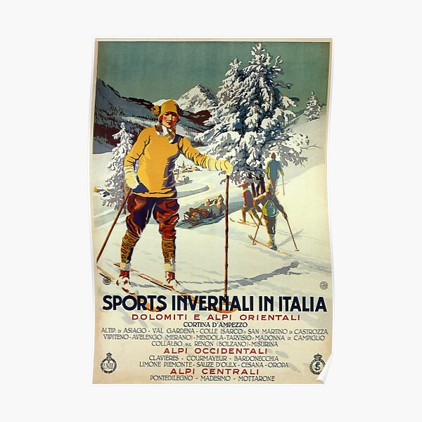 Cortina d/' Ampezzo Italy Europe European Vintage Travel Advertisement Poster