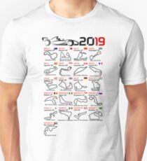 Calendar race cars 2019 named circuits white Slim Fit T-Shirt