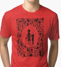 Rick and Morty Black/White Tri-blend T-Shirt