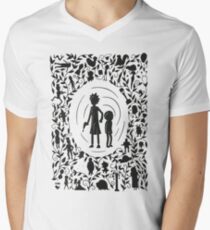 Rick and Morty Black/White Men's V-Neck T-Shirt