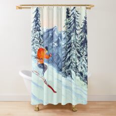 Skiing - The Clear Leader Shower Curtain