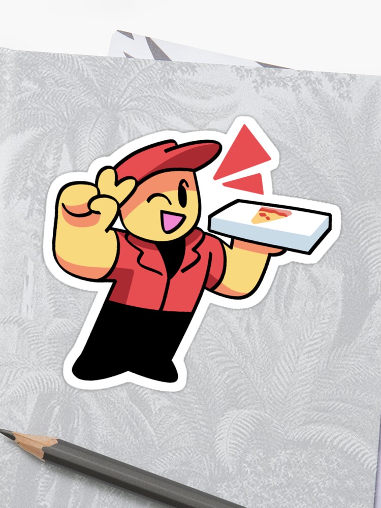 Work At A Pizza Place Delivery Boy Sticker By Mikecatsu Redbubble - work at a pizza place delivery boy sticker