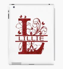 Lillie | Mädchen Name Monogramm | Aquarell und Schmetterlinge iPad-Hülle & Klebefolie