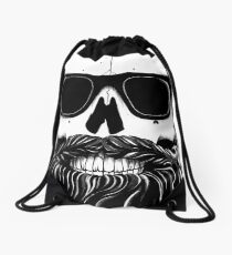 Ray's black bearded skull Drawstring Bag