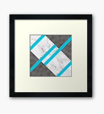 Blue Striping, Marble and Silver Framed Print