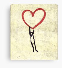 Flying Heart, Flying Boy, Romantic Canvas Canvas Print