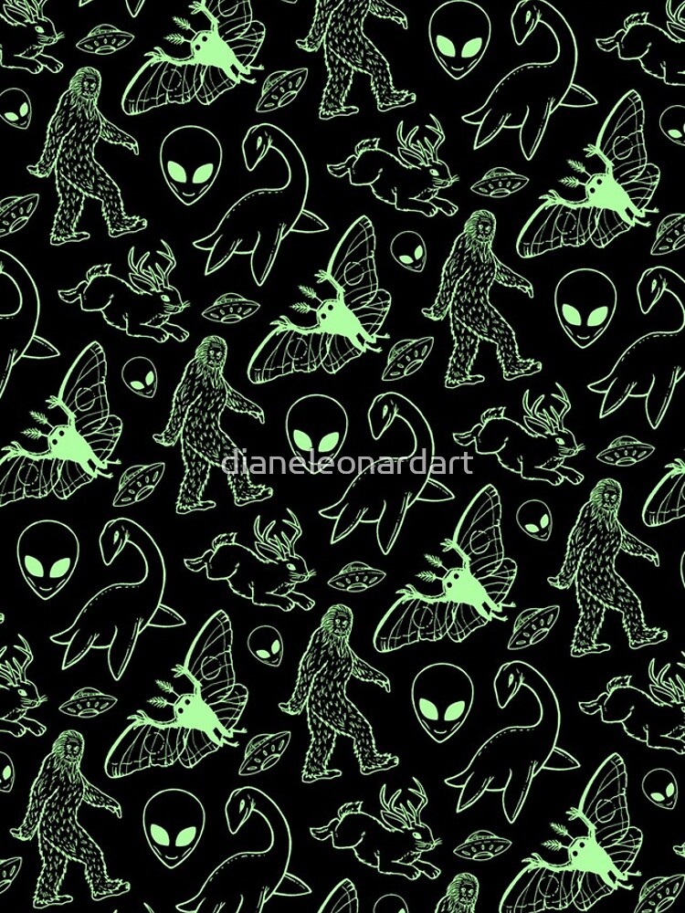 Cryptid Pattern (Green Lines) by dianeleonardart