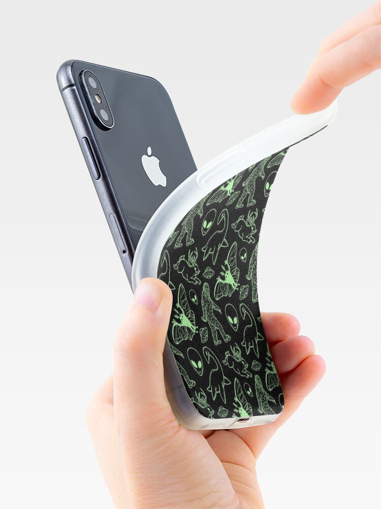 Alternate view of Cryptid Pattern (Green Lines) iPhone Case & Cover