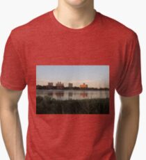 #city #skyline #water #river #cityscape #urban #building #architecture #sky #blue #buildings #panorama #view #downtown #sunset #park #reflection #travel #evening #dusk #lake #panoramic #newyork Tri-blend T-Shirt