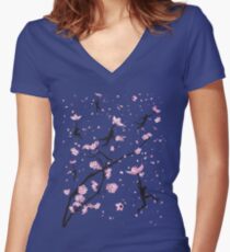 Blossom Flight Women's Fitted V-Neck T-Shirt