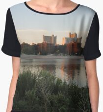 #city #skyline #water #cityscape #urban #river #downtown #sky #panorama #building #architecture #buildings #park #skyscraper #blue #view #reflection #sunset #lake #travel #town #sunrise #landscape Chiffon Top