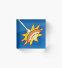 Sausage Food Fight BBQ Acrylic Block