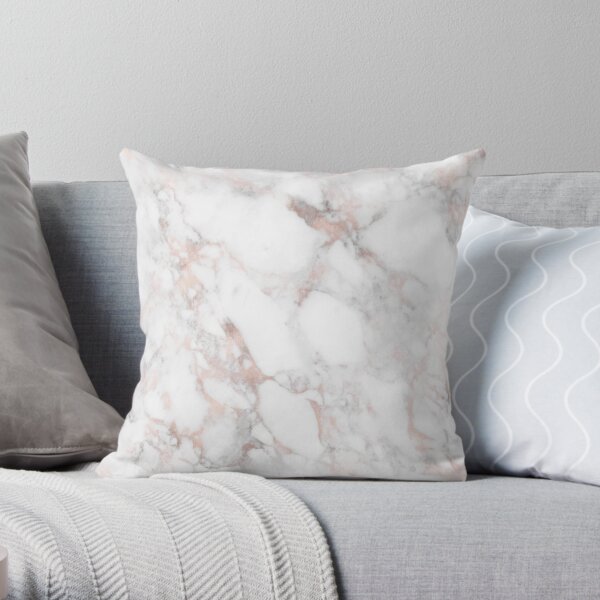 Rose Gold Marble Blush Pink Metallic Foil Throw Pillow