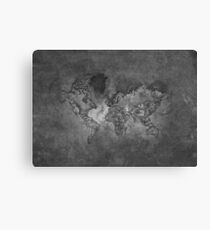Grey World Map, Grey Large World Map Canvas Print