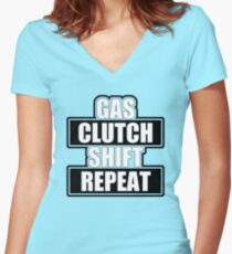 Camiseta entallada de cuello en V Repetición de cambio de embrague de gas
