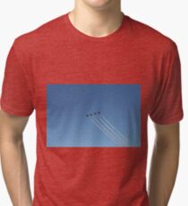 Air show, #AirShow, #sky #airplane #plane #blue #jet #flight #air #flying #aircraft #fly #travel #trail #aeroplane #clouds #white #aviation #cloud #contrail #smoke #glider #transport #high #speed Tri-blend T-Shirt