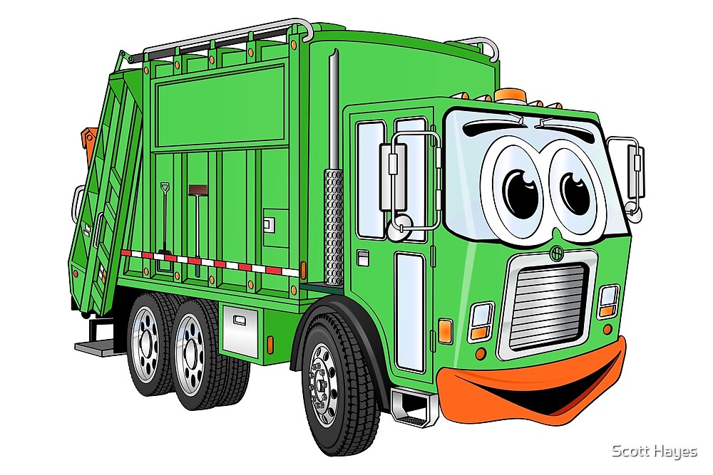 "Silly Smiling Garbage Truck Cartoon" by Scott Hayes | Redbubble