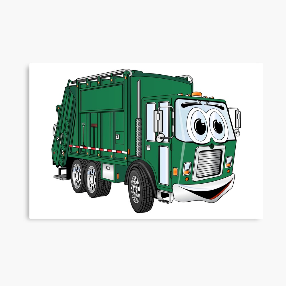 green garbage truck cartoon