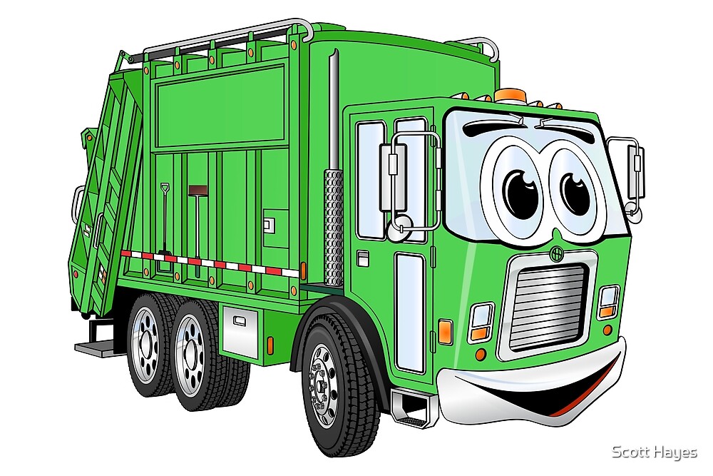 green garbage truck cartoon