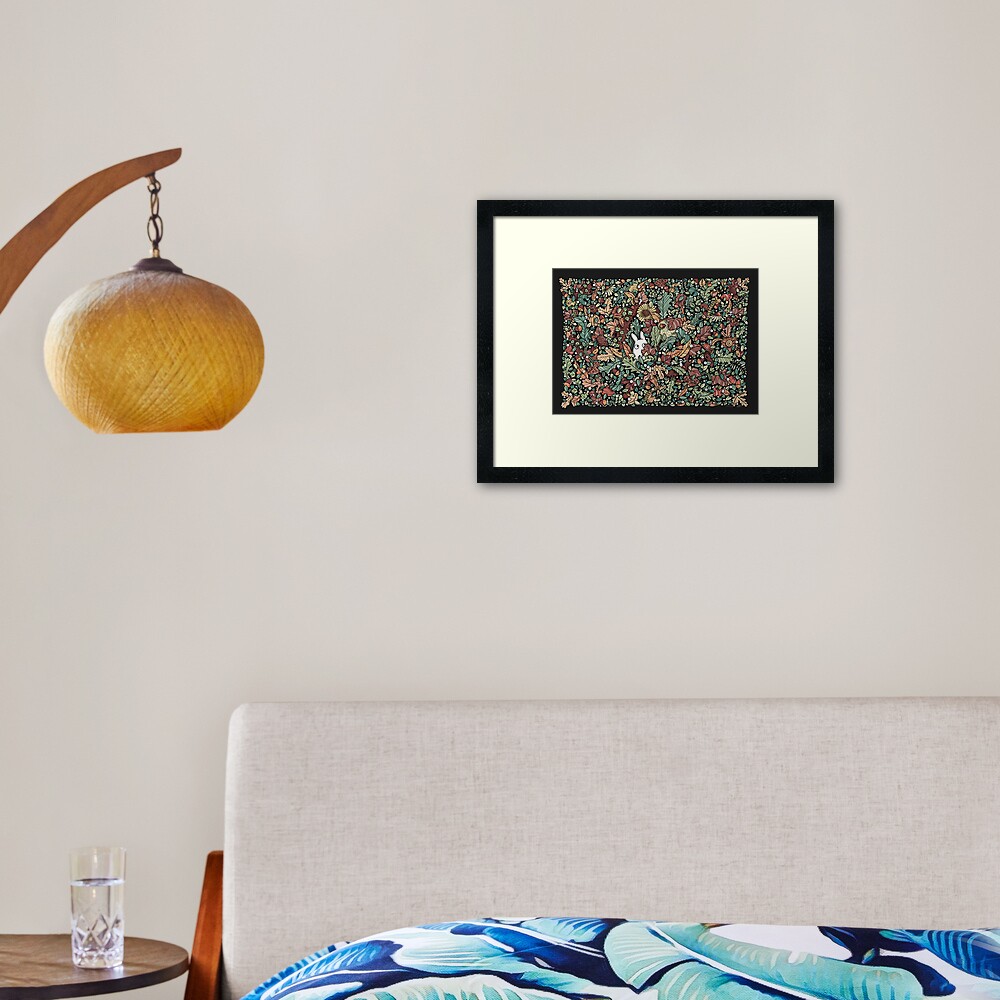 Chibi with fall leaves Framed Art Print