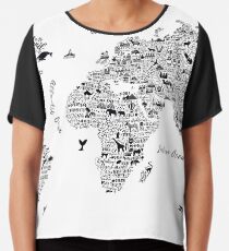 Typography World Map. Chiffon Top
