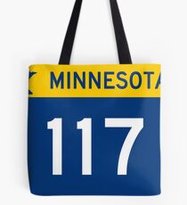 Minnesota Trunk Highway MN 117 wide | United States Highway Shield Sign Sticker Tote Bag