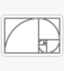 Golden ratio, golden mean, golden section, Latin: sectio aurea. White on Black Sticker