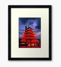 Pagoda Overlooking City of Reading, PA at Night Framed Print