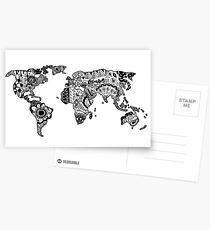 Map of the World Zentangle Postcards