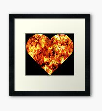 Firefighter Heart Flames Fireman Graphic T-shirt Framed Print