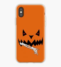 HALLOWEEN PUMPKIN EATING A SQUELETON iPhone Case
