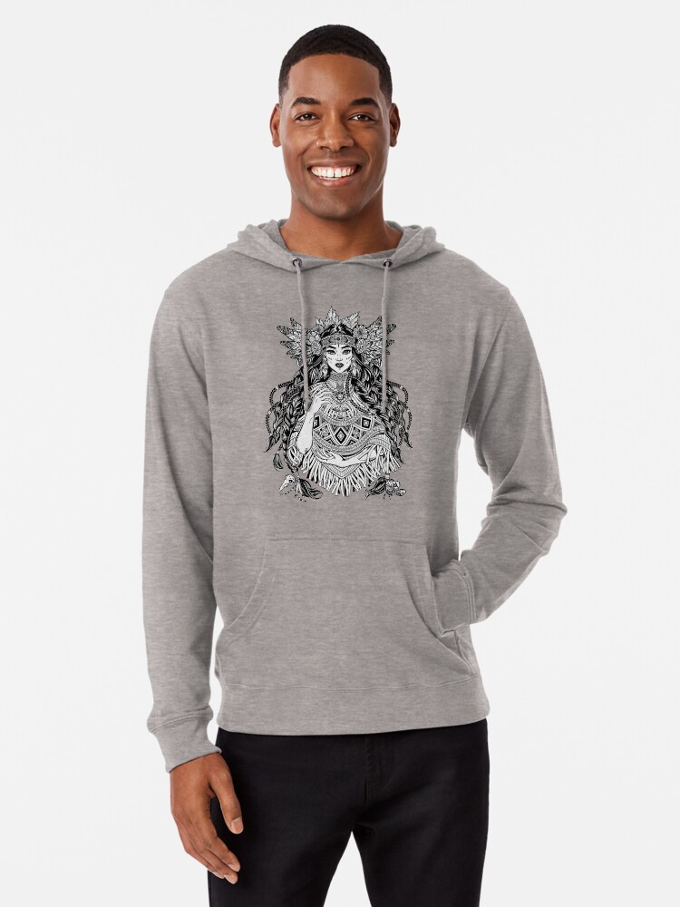 Beautiful Native American Indian Woman Lightweight Hoodie By