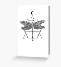 Dragonfly - Geometric Modern Art Tattoo Moon Gift Greeting Card