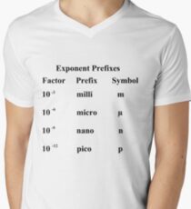 #Exponent #Prefixes #Factor #Prefix #Symbol #milli #m #micro #µ #nano #n #pico #p #Physics #GeneralPhysics #Unitofmeasurement #physicalquantity #MetricSystem #metr #second  Men's V-Neck T-Shirt