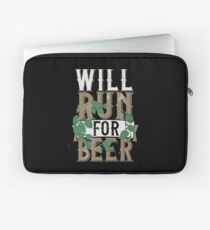 Will Run For Beer Distressed Beer Running Gift Laptop Sleeve