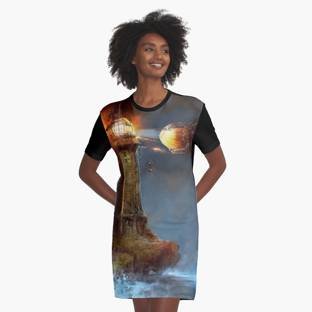 Steampunk Tower Attack! Graphic T-Shirt Dress