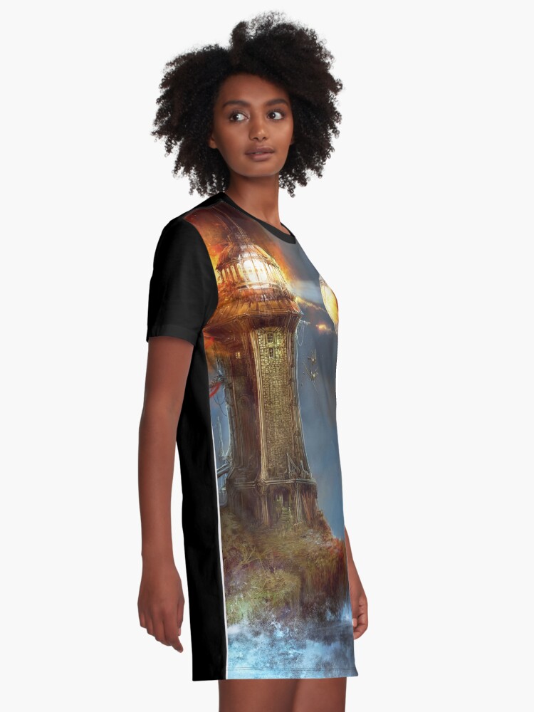 Alternate view of Steampunk Tower Attack! Graphic T-Shirt Dress