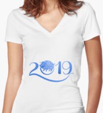 Year of The Pig 2019 Women's Fitted V-Neck T-Shirt