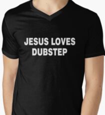 Jesus liebt Dubstep - dunkle T-Stücke T-Shirt mit V-Ausschnitt für Männer