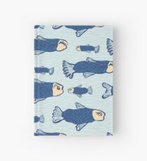 Blue Shoal of Fish, Seamless Seaweed Animal Vector Pattern Background Hardcover Journal