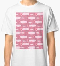 Silhouette Shoal of Fish, Seamless Seaweed Animal Vector Pattern Background, Classic T-Shirt