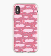 Silhouette Shoal of Fish, Seamless Seaweed Animal Vector Pattern Background, iPhone Case