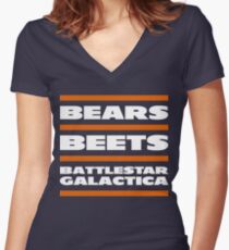 Da Bears, Beets, Battlestar Galactica Women's Fitted V-Neck T-Shirt