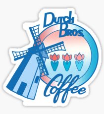 Windmill Dutch bros coffee with tulips Sticker