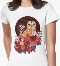 Owl Floral Eclipse Women's Fitted T-Shirt