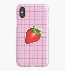 aesthetic strawberry emoji on grid tumblr iPhone Case/Skin