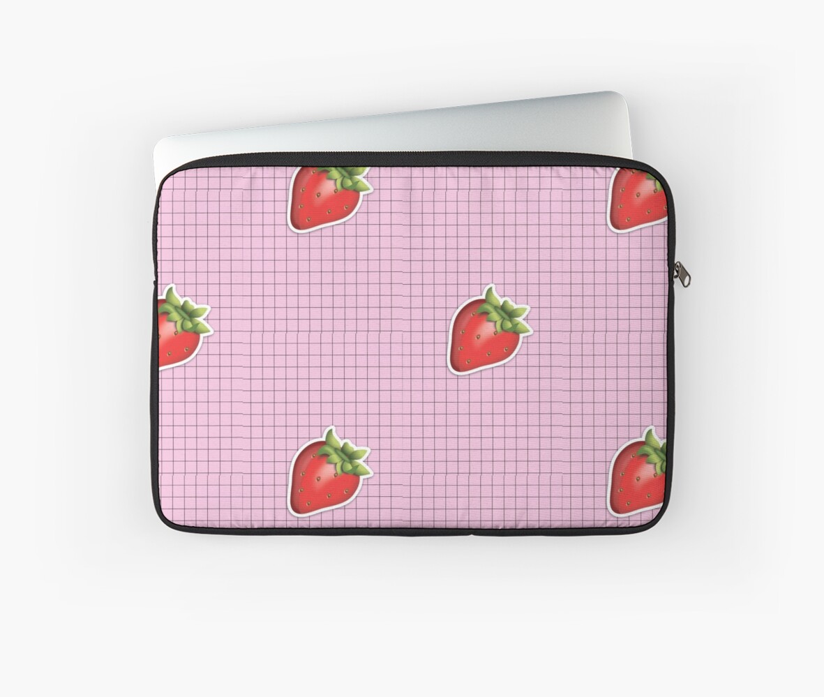 "aesthetic strawberry emoji on grid tumblr" Laptop Sleeve by
