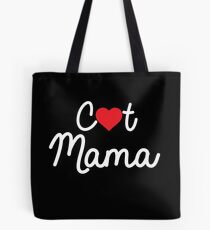 Cute Cat Mama T-Shirt With A Red Heart Tote Bag
